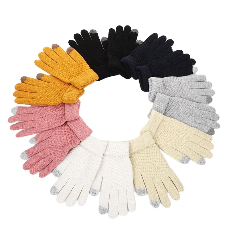Лидер продаж, кашемировые вязаные перчатки в Корейском стиле, женские жаккардовые перчатки с сенсорным экраном, сохраняют тепло
