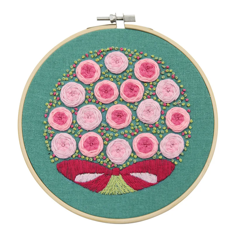 Blossoming Artistry 3D DIY Embroidery Kit with European-style Floral Ribbons