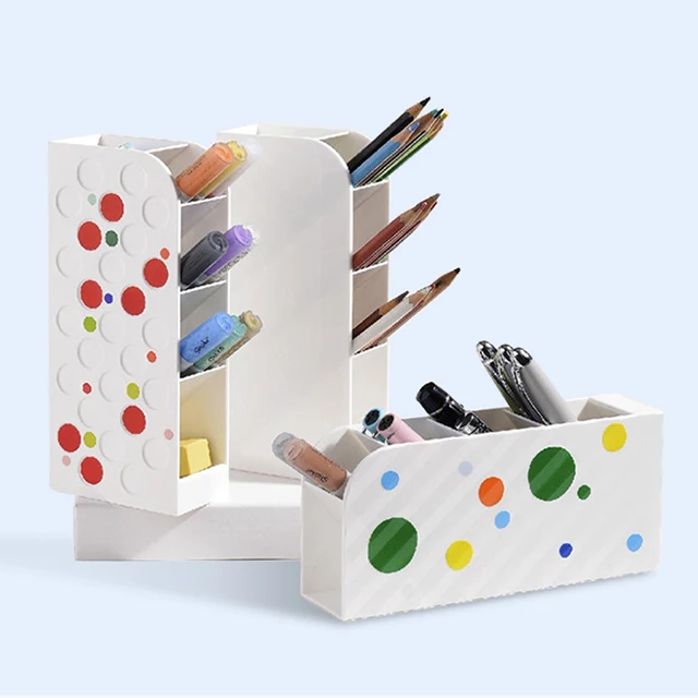 Custom desk stationary accessories plastic desktop pen holder for desk