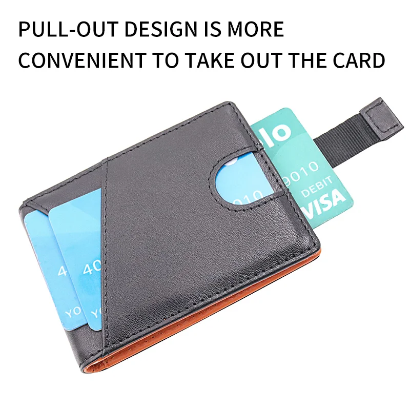  Мужские Rfid Блокировка функция Логотип Индивидуальные OEM из натуральной кожи зажим для купюр выдвижной дизайн денег держатель карт
