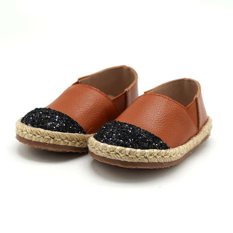 brown leather slip on toddler kids infant baby walking shoes
