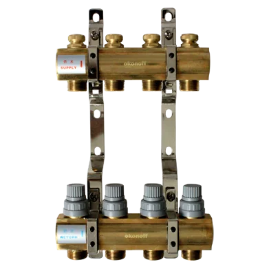 HF216B 4 way underfloor heat water mixing temperature control distribution center brass manifolds