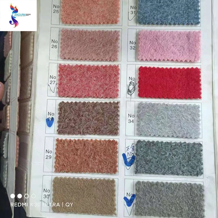 Shaoxing market winter item polyester wool looped woolen coat stock fabric