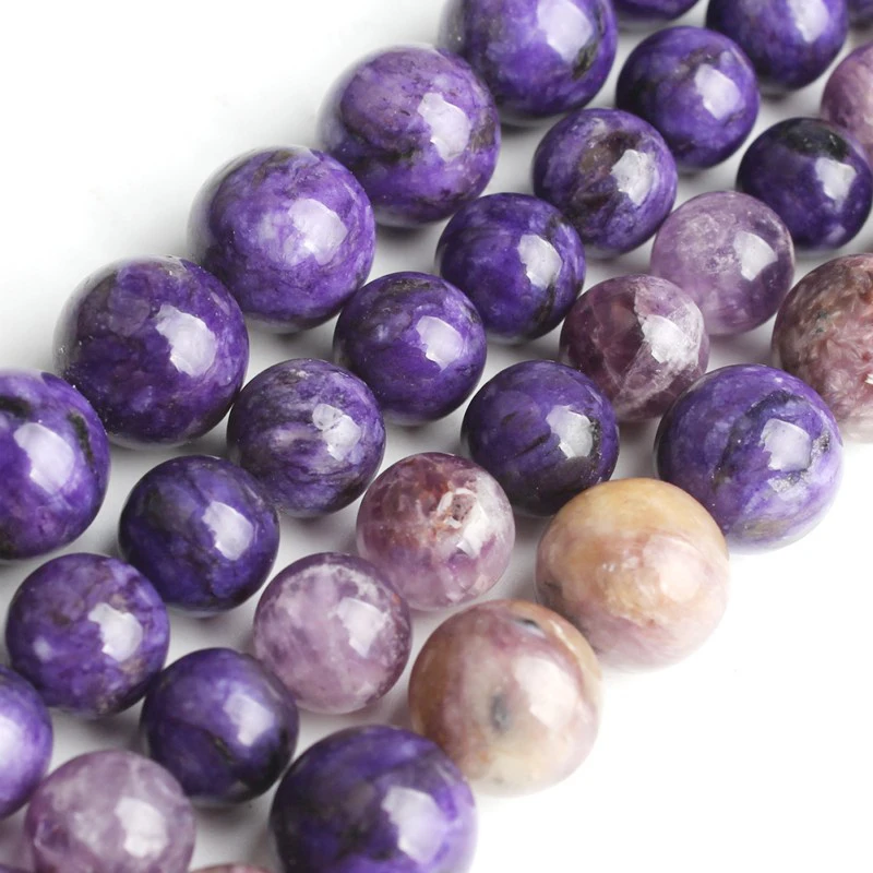 Natural 8/10MM Round Mixed A+ Charoite Stone Beads For Jewelry Making DIY