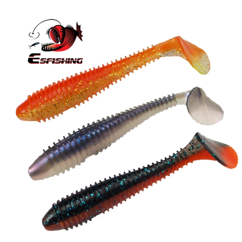 ESFISHING Лидер продаж, качели с хвостом, ударная искусственная Рыболовная Приманка 5 дюймов
