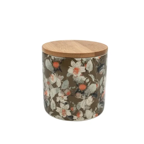 Decoration handmade ceramic canister with lid and rubber seals