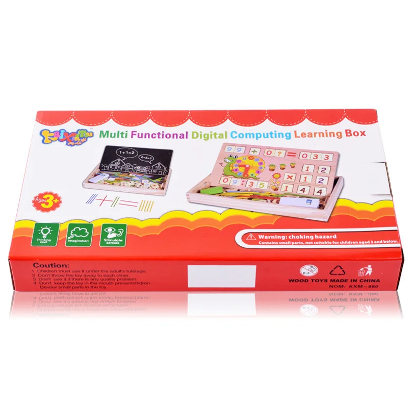 GT Multi-functional kids double sides board game early education digital computing learning box children math wooden toy