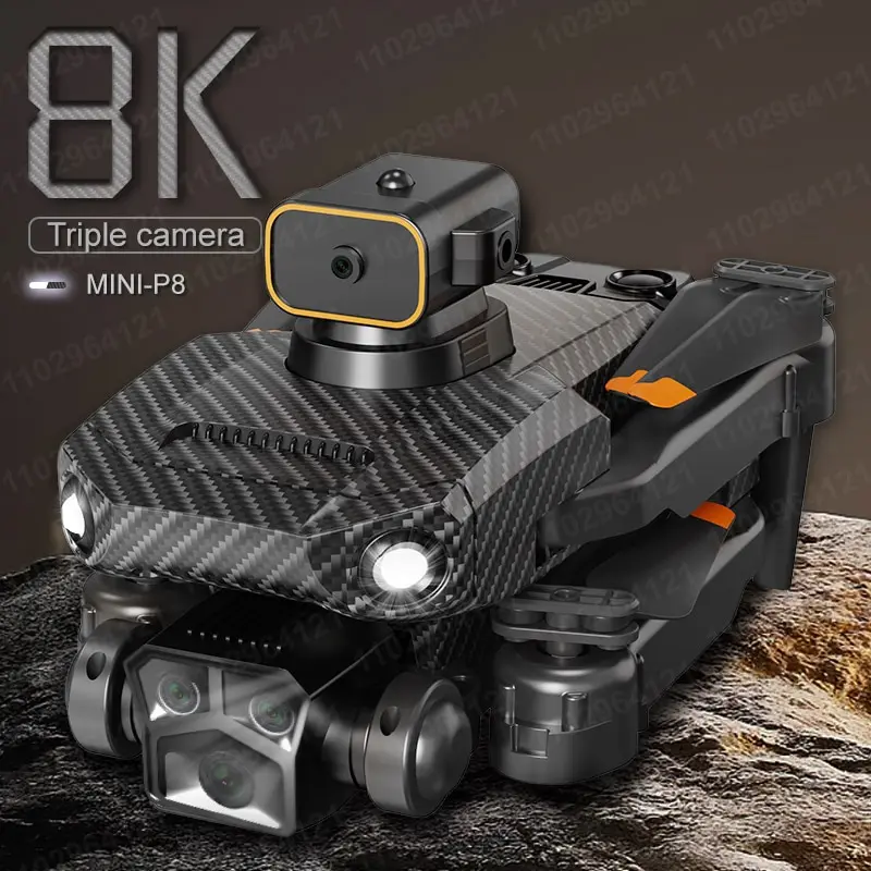 New P8 Pro Professional Drone Obstacle Avoidance 8K Triple HD Camera 5G Brushless Motor Foldable Quadcopter Gifts Toys
