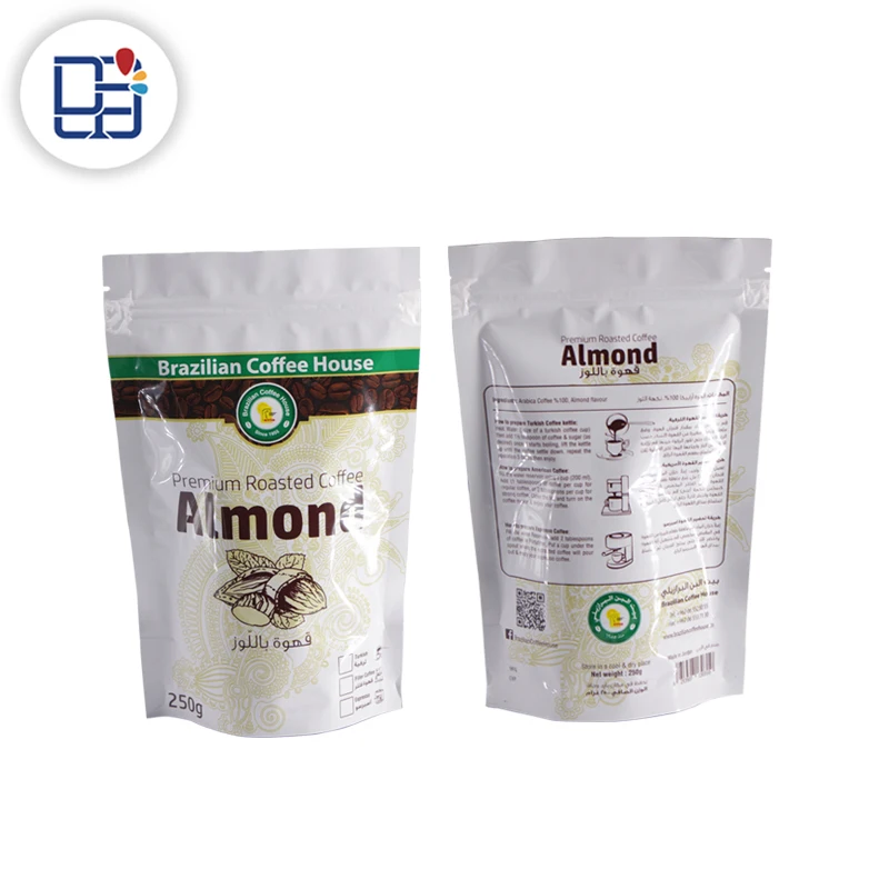 
custom printing unique design stand up zipper bean coffee pouch with high quality 