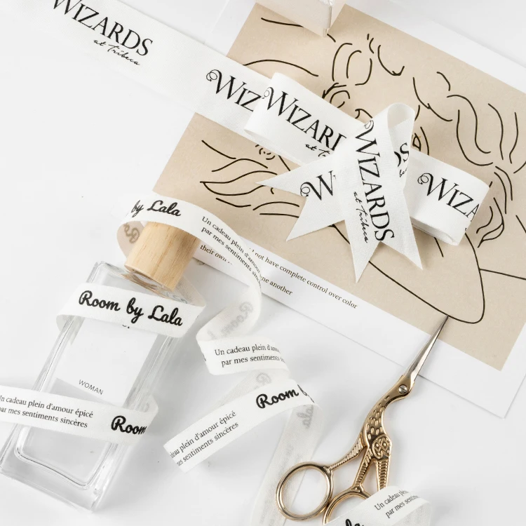 Designer customized printed packaging cotton gift ribbon with logo for gift wrapping