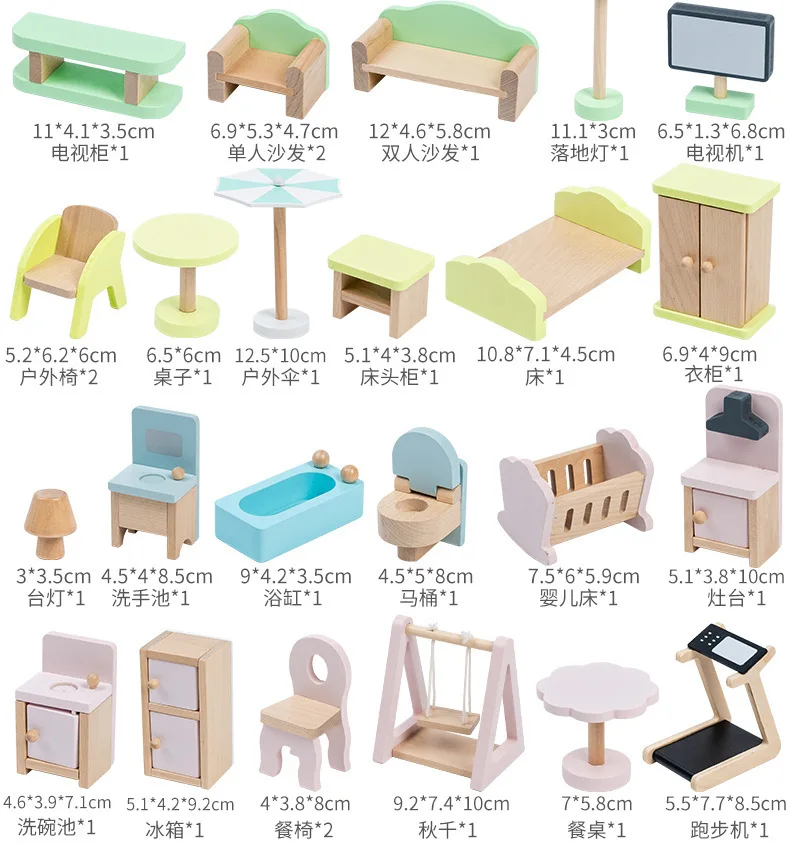 Wooden Furnished Luxury Villa Toys Large Doll House Pretend Toys