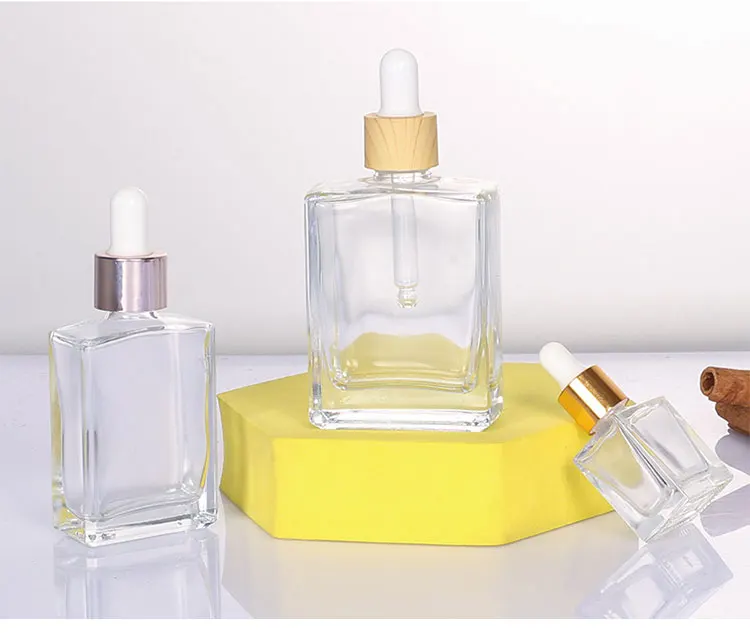 1 oz Small Empty Essential Oil Drop Bottle 30ml Square Essence Glass Dropper Bottles