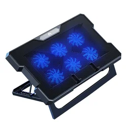 MC Height adjustable foldable usb plastic 17 inch six fans electric laptop cooling pad aluminum cooling pad for laptop
