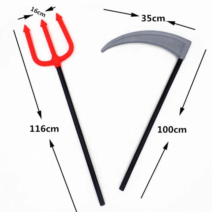 halloween party performances dress up accessory prop fake sickle devil trident kids tricky toys halloween plastic weapon