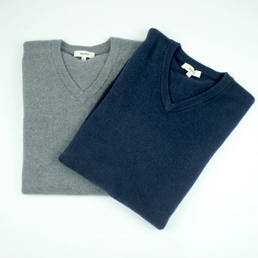 High quality winter luxury pure 100% cashmere knit pullover custom v neck men cashmere sweater manufacturers