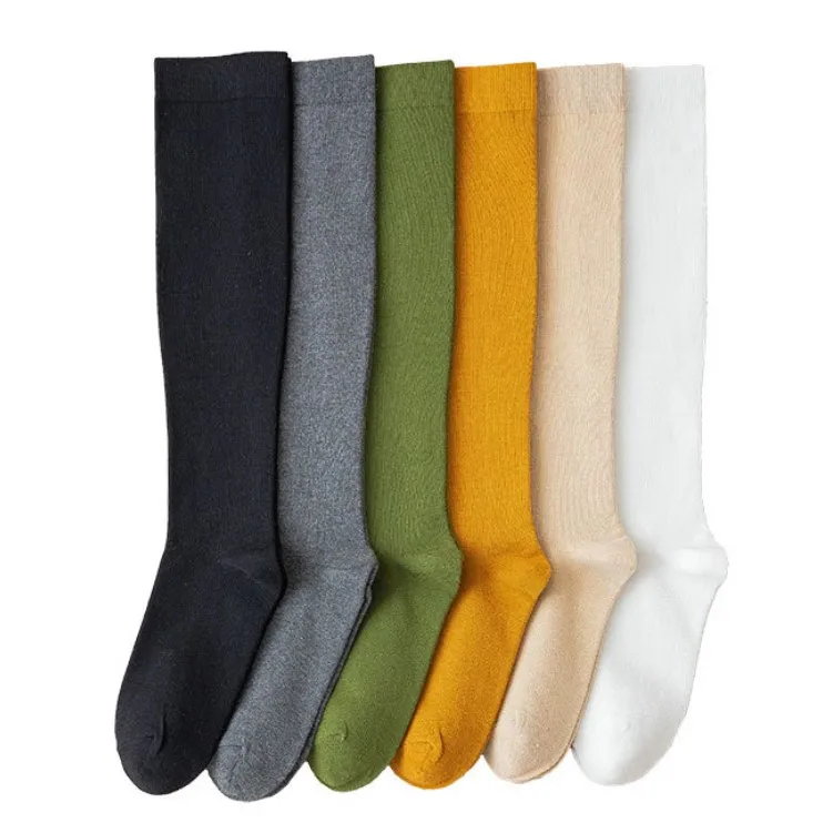 knee high socks custom logo OEM Uniform Girls Cotton socks for School Teen Girl