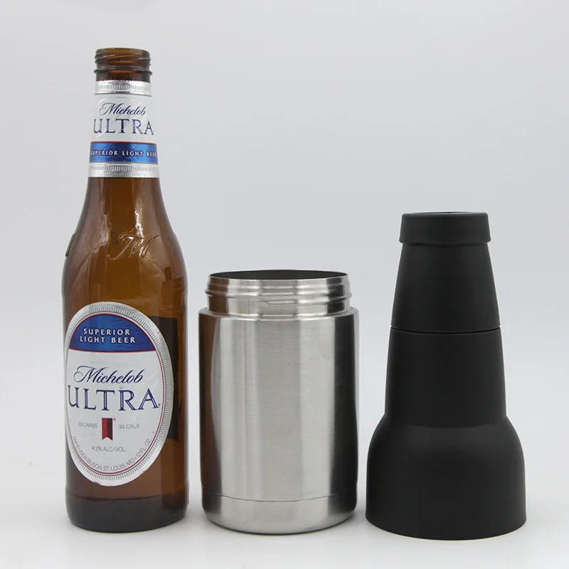 4 in 1 Bottle Cooler 12oz Vacuum Insulated Double Walled Stainless Steel Beer Can and Bottle Cooler with Beer Opener