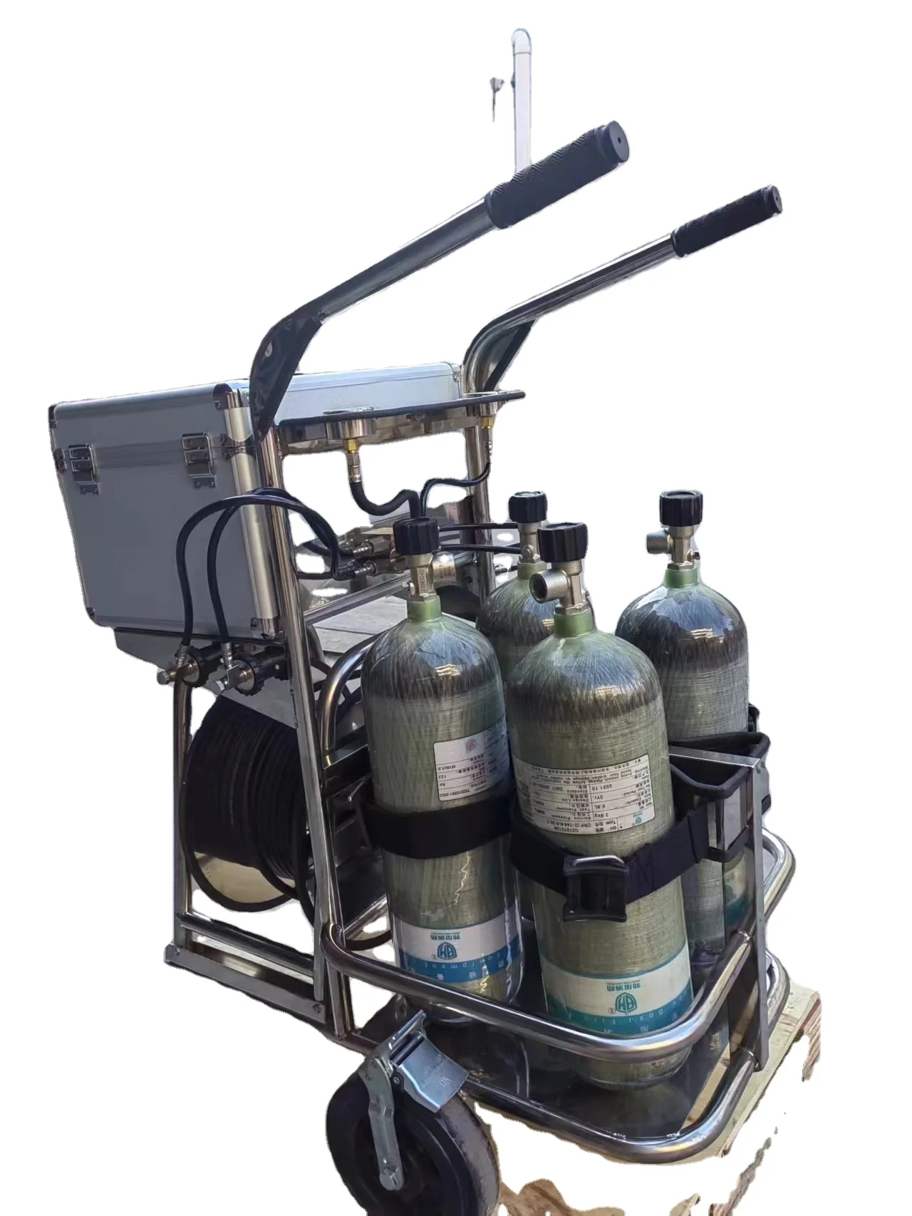 Hot Sale SCBA Emergency Rescue Long Tube Trolley Air Breathing Apparatus Cart For Fire Fighting Equipment