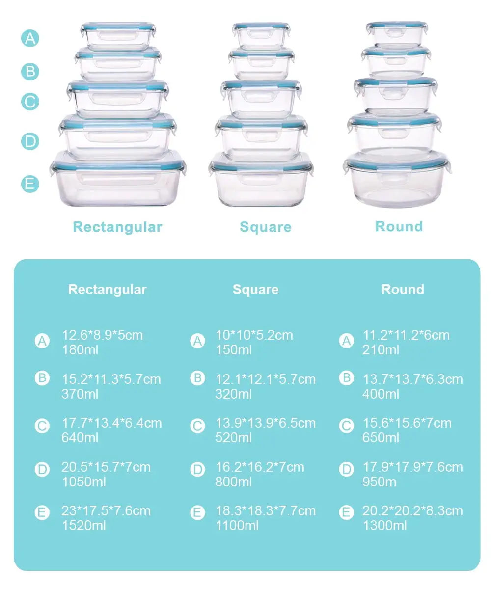 18 Piece Glass Food Storage Containers with Lids Glass Meal Prep Containers Glass Containers for Food Storage with Lids