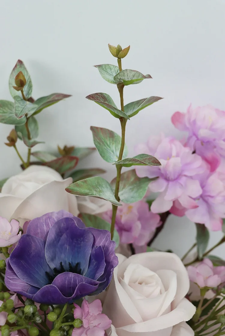 Factory Price Home Decor Rose Bundle dark purple flowers wedding 52cm Vuokot rose bundle Artificial Flower Bouquet