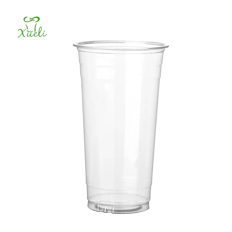 Logo Customized PET PE PP Disposable 16oz 500ml Bubble Tea used  with flat or U shape Transparent Plastic Cup