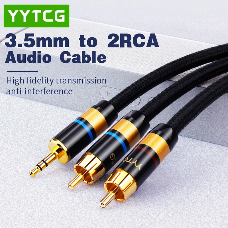  Y-образный сплиттер YYTCG Hifi от 3 5 мм до 2RCA стерео аудио кабель HiFi для аудиофила подключение телефона MP3 CD ПК к