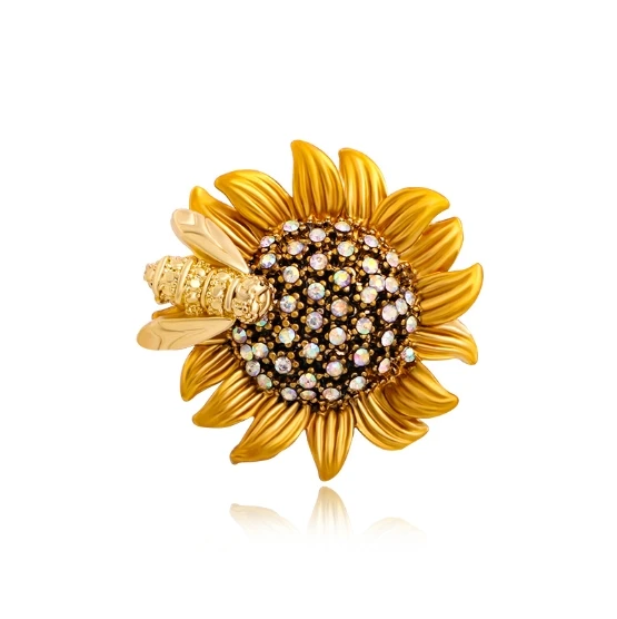 New vintage premium Smart Bee Daisy Brooch Female personality Sunflower corsage Temperament corsage pin