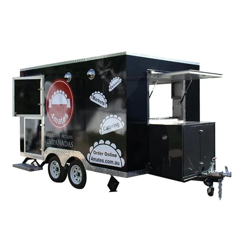 Fast Food Mobile Kitchen Consession Trailers Food Trailer Truck Fully Equipped With Display Refrigerator
