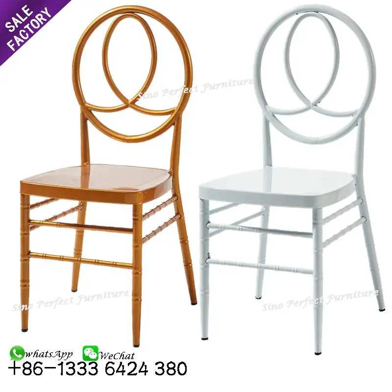 Поставщик из Китая, качественные золотистые белые штабелируемые железные банкетные стулья Тиффани, свадебные стулья для вечеринки