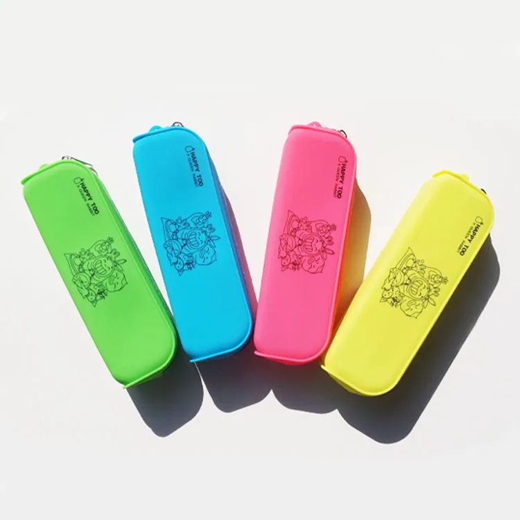 Экологичный рекламный мягкий силиконовый пенал на молнии с мультяшным дизайном