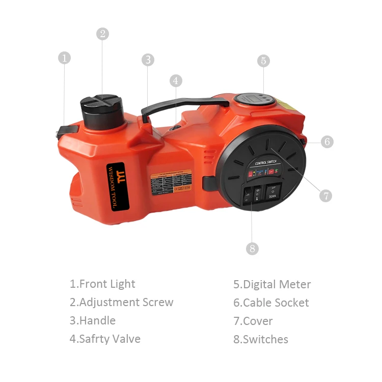WISDOM WT05 Lifting Jack Tool 5Ton 12V Kit Car Jack Hydraulic With  Impact Wrench Black/ Orange Electric Car Repair Jack Set