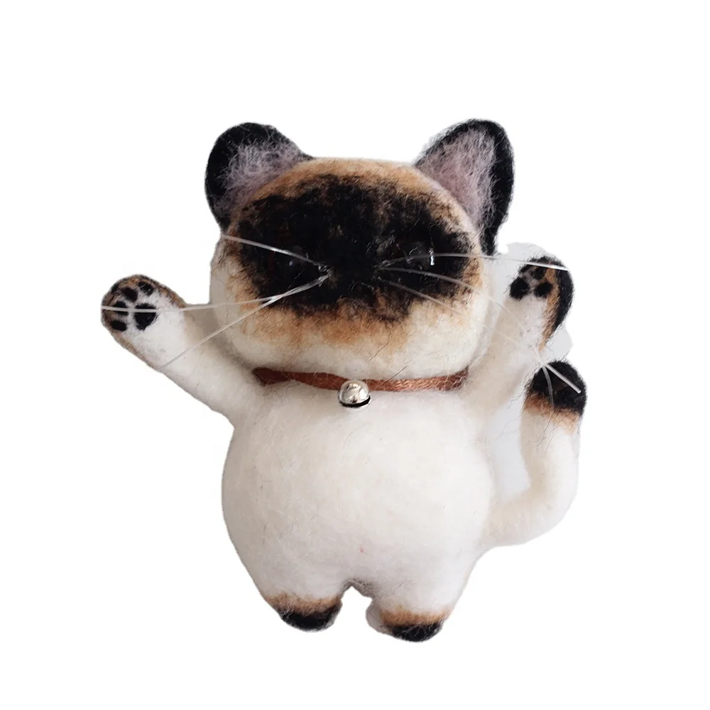 DIY Felt Novelty Brooches Beginners Needle Felting Kit Supplies Animal as Present Needle Felt Cat