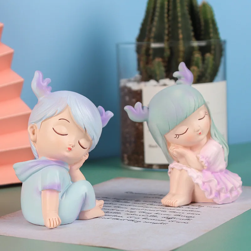 wholesale small collectible African Japan Indian custom resin fairies miniature tiny cute girl boy baby figurines