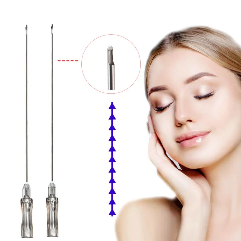 Non-Surgery Absorbable 19G 100mm Blunt W Needle Face Lifting Fishbone Molding Cog Pdo Thread