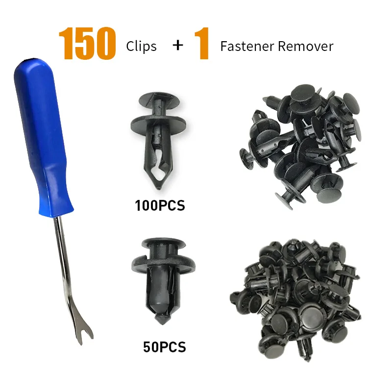 150 pcs Push-Type Bumper Fasteners Rivet Clips-2 Sizes Universal Auto Clips & Fastener for Bumper Fender Clips Replacement-Faste