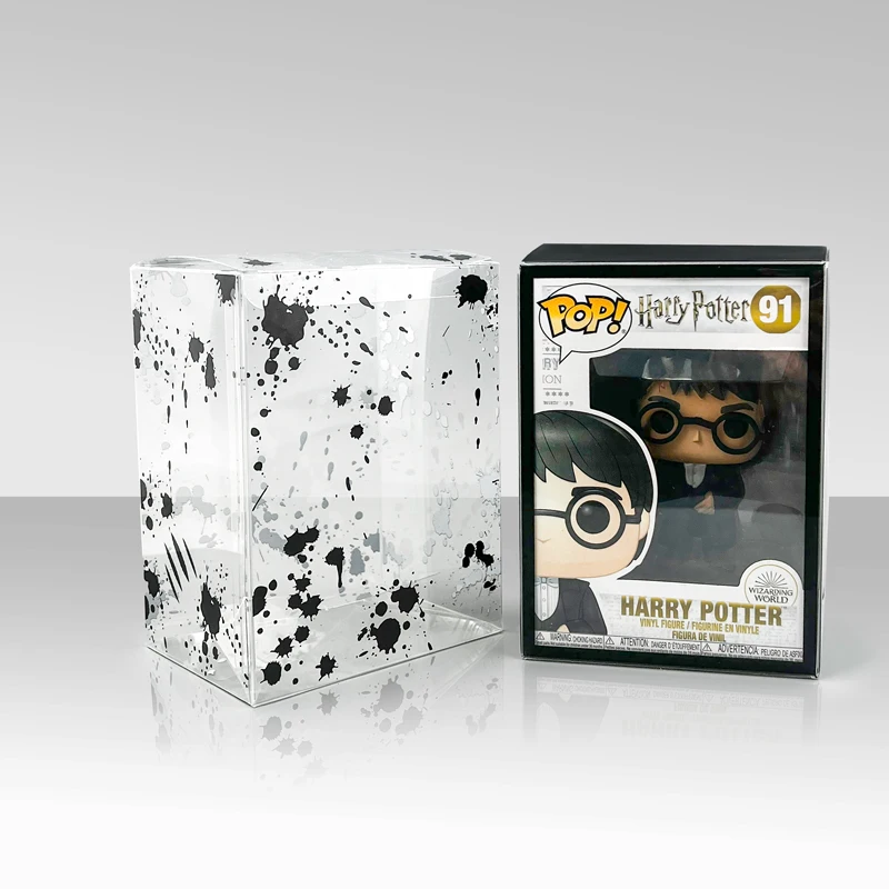 Small MOQ pop boxes clear custom clear PET protectors Funko pop display case with soft crease line