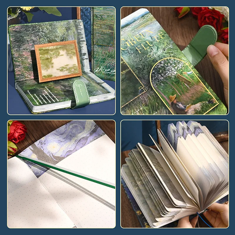 Famous painting planner vintage oil painting Magnetic Buckle Notebook College 3D Inner pages Van Gogh Hardcover Notebook