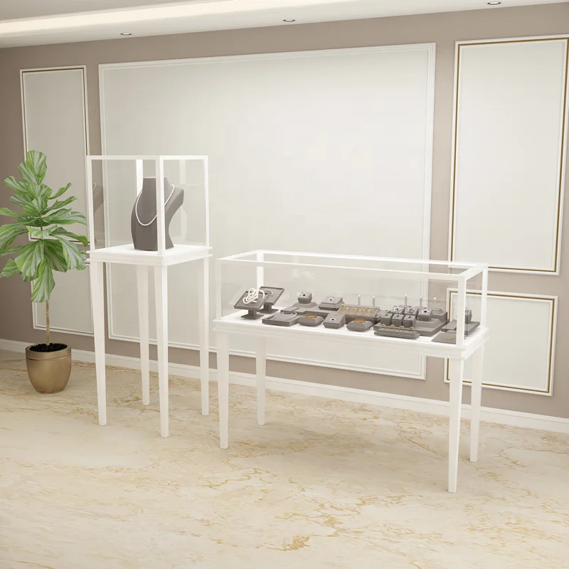 Jewelry Display Cabinet Customization Glass Showcase Tempered Glass Display Shelves Gold Shop Glass Counter Display Stand