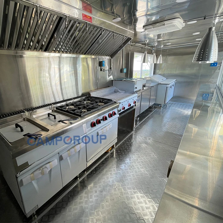 CAMPTRL Custom Food Trailer Pizza Food Truck Cart With Full Kitchen Equipment Mobile Coffee Shop Bbq Container Restaurant