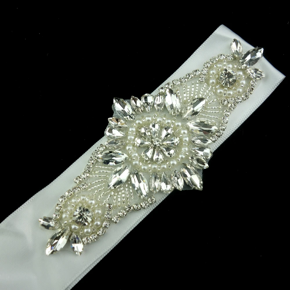 high quality clear crystal sash belt rhinestone and pearl bridal trim for lady wedding belt bridal dress bridesmaid dress