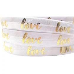 Эластичная Складная лента с принтом «LOVE», 100 ярдов, 5/8 дюйма