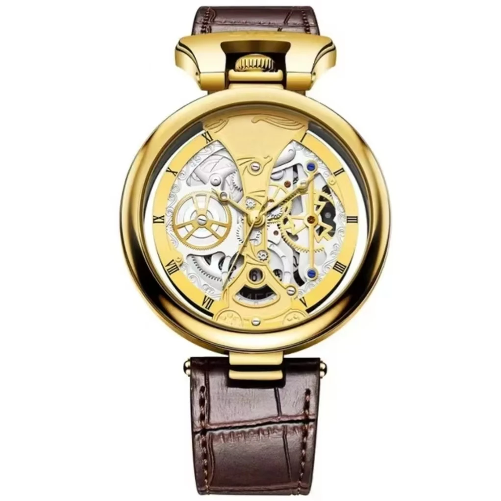 Wholesale  Mens Quartz Watches Custom Brand Gold Skeleton Automatic Quartz Luxury Wrist Watches