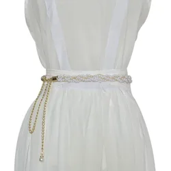 Ремень с цепочкой и жемчужными бусинами для женщин