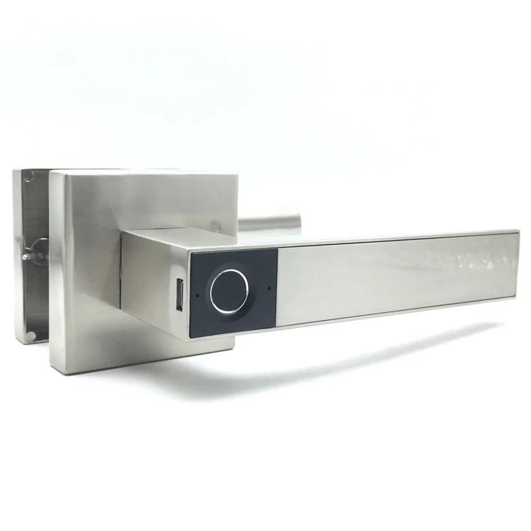 Smart Zinc Alloy Security Office Door 2 Keys Tubular Heavy Duty Electronic Lever Handles Fingerprint Lock