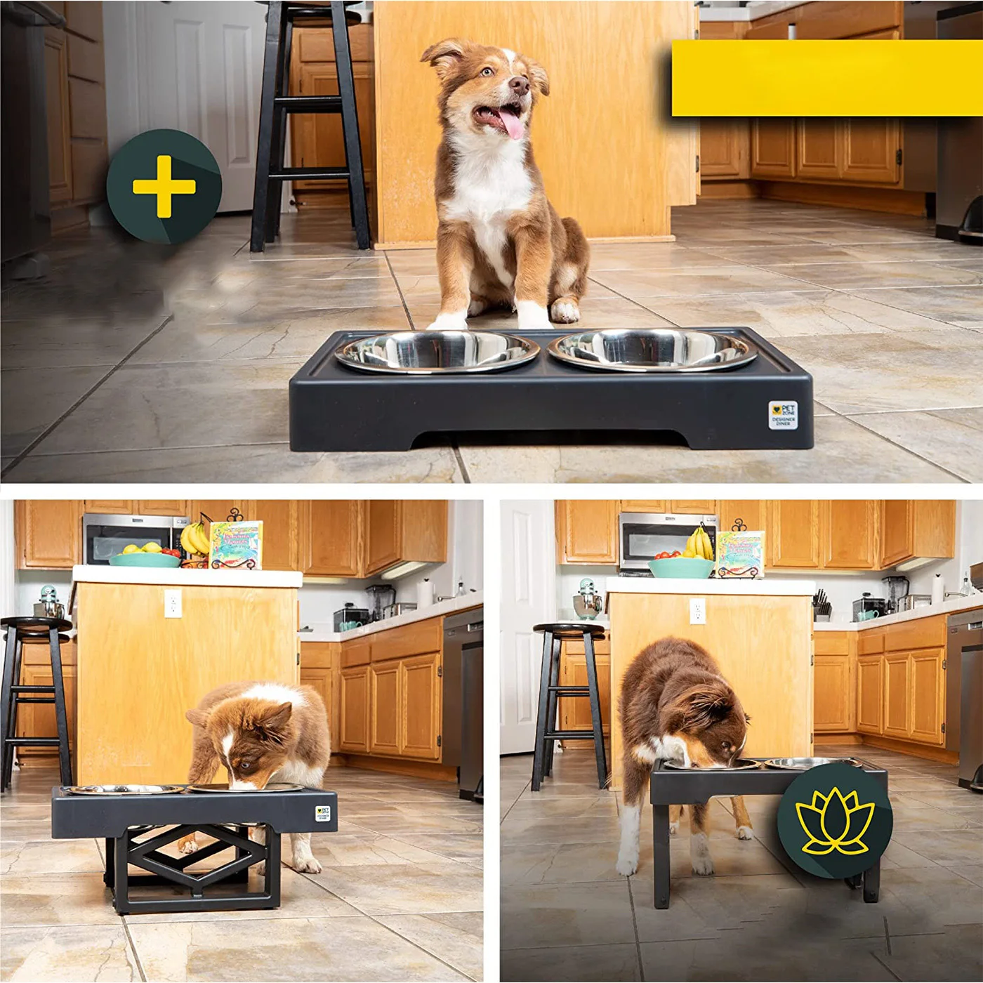 Amazon Top Seller Large and medium-sized dog easy to disassemble stainless steel  elevated dog bowl pet bowl