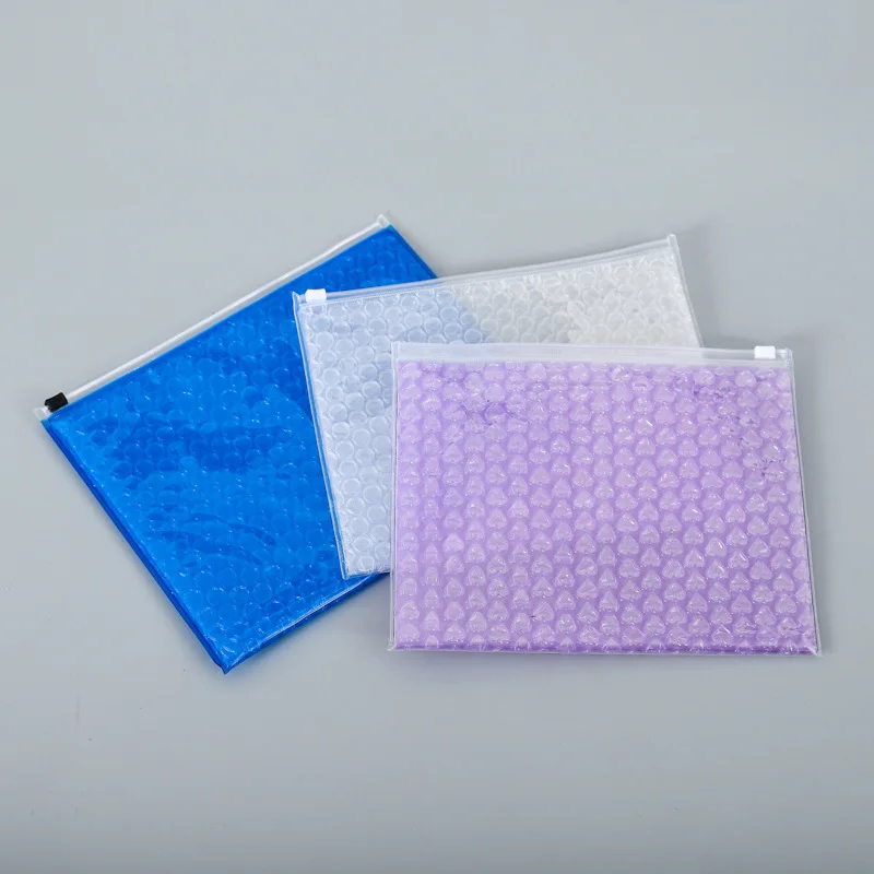 Wholesale transparent zipper bubble mailer plastic ziplock bubble bag heart  zipper bubble bag