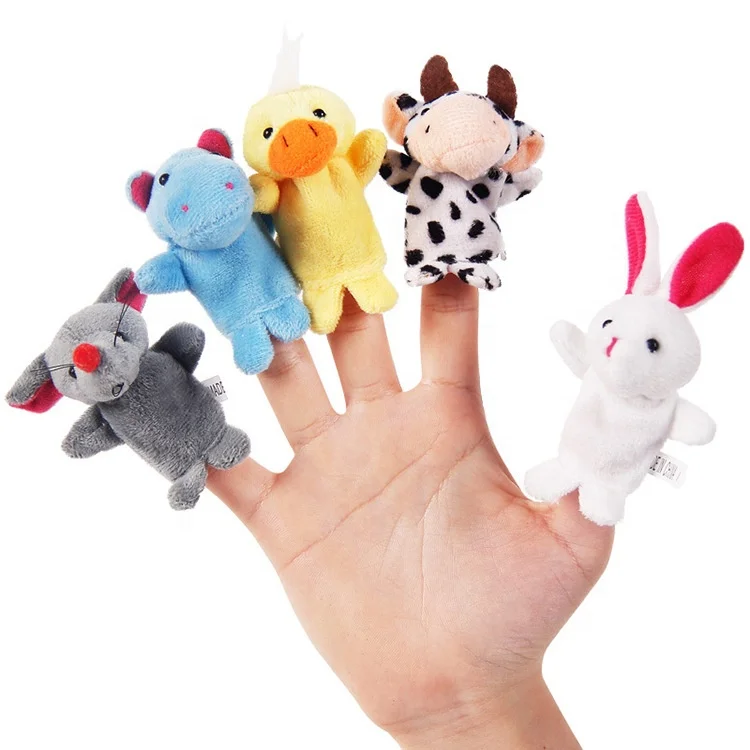 OEM/ODM Custom Cute Cartoon Character Felt Plush Family Mini Finger Hand Puppets For Kids