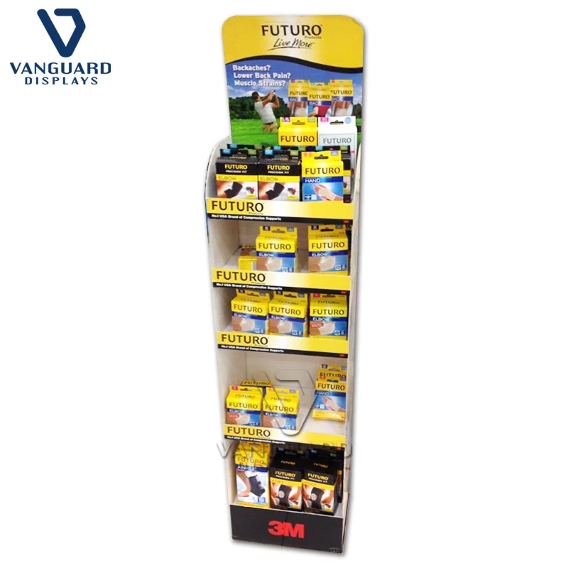 Advertising Promotional Store Corrugated Cardboard Floor Stand Display Rack for Supermarket