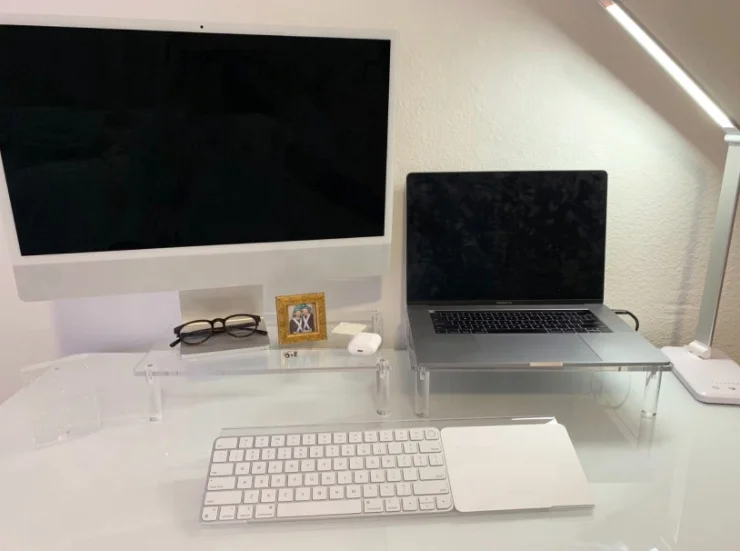 Ergonomic Acrylic Tilted Keyboard Stand Clear Keyboard Tray Non-Slip Silicone Case Easy Typing PC Computer Holder Display Racks