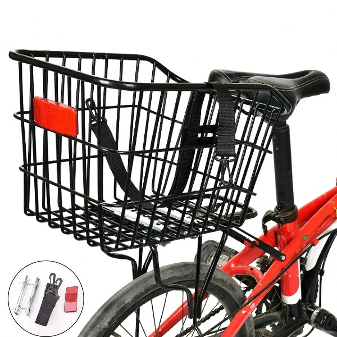 Thicken High-ten steel strong capacity student bike rear cargo rack Bicycle rear basket with mounting fittings